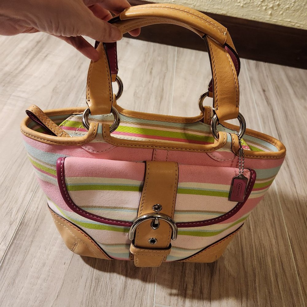 Euc Coach Hampton Y2K Multi-Colored Striped Handbag Purse - Picture 1 of 12